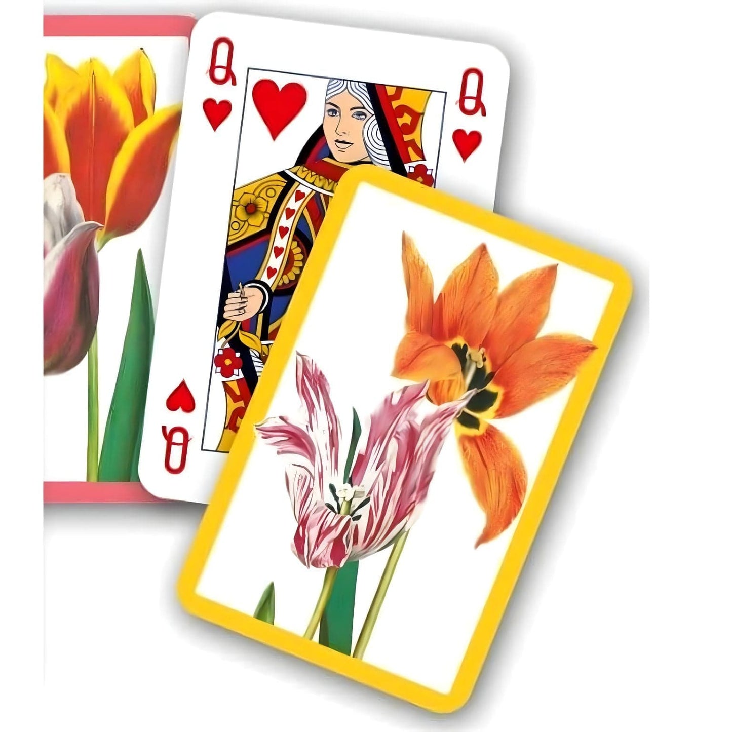 Baralho de Cartas Duplo Tulipas Piatnik com ilustrações florais coloridas e caixa dupla
