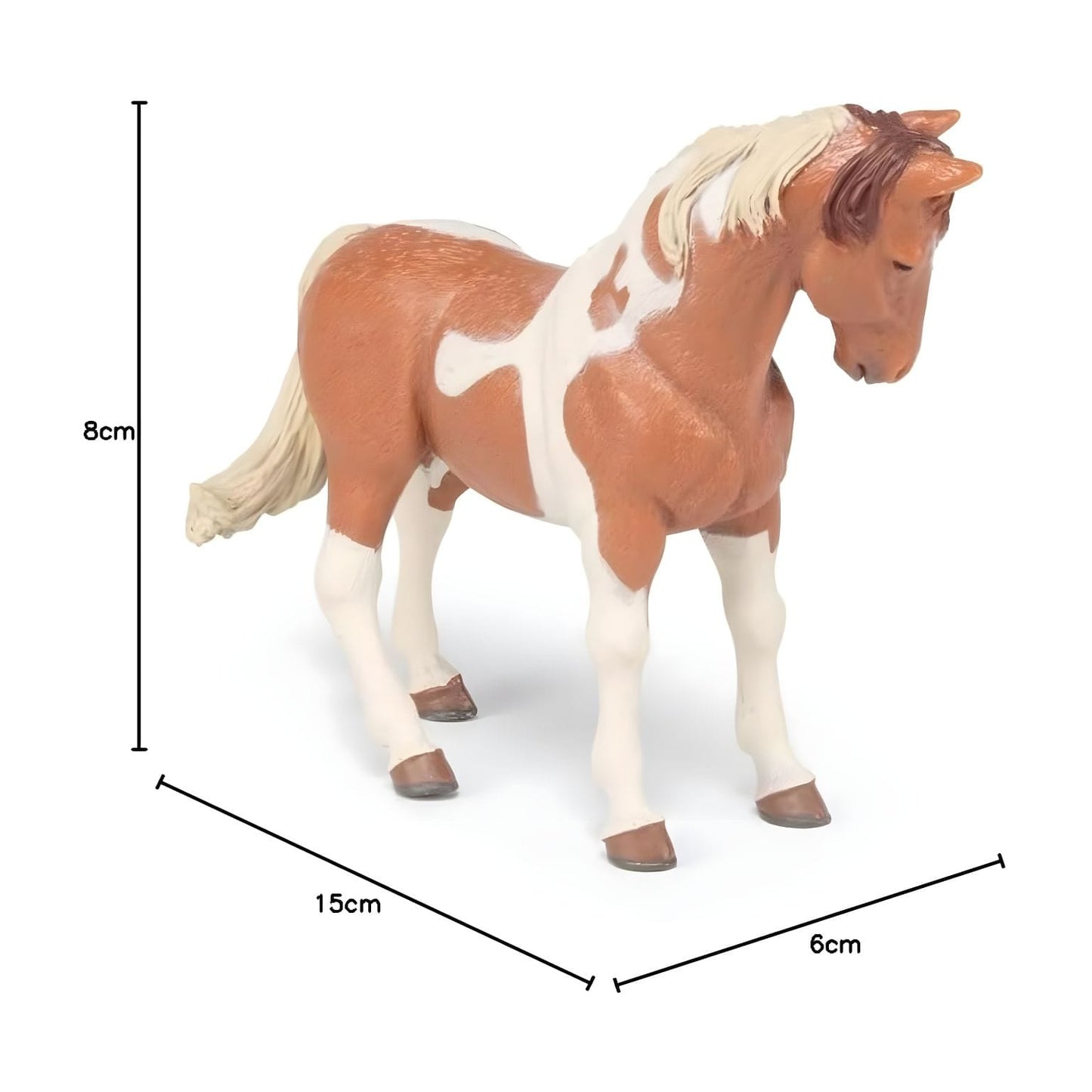 Figura de borracha égua malhada em vista complementar