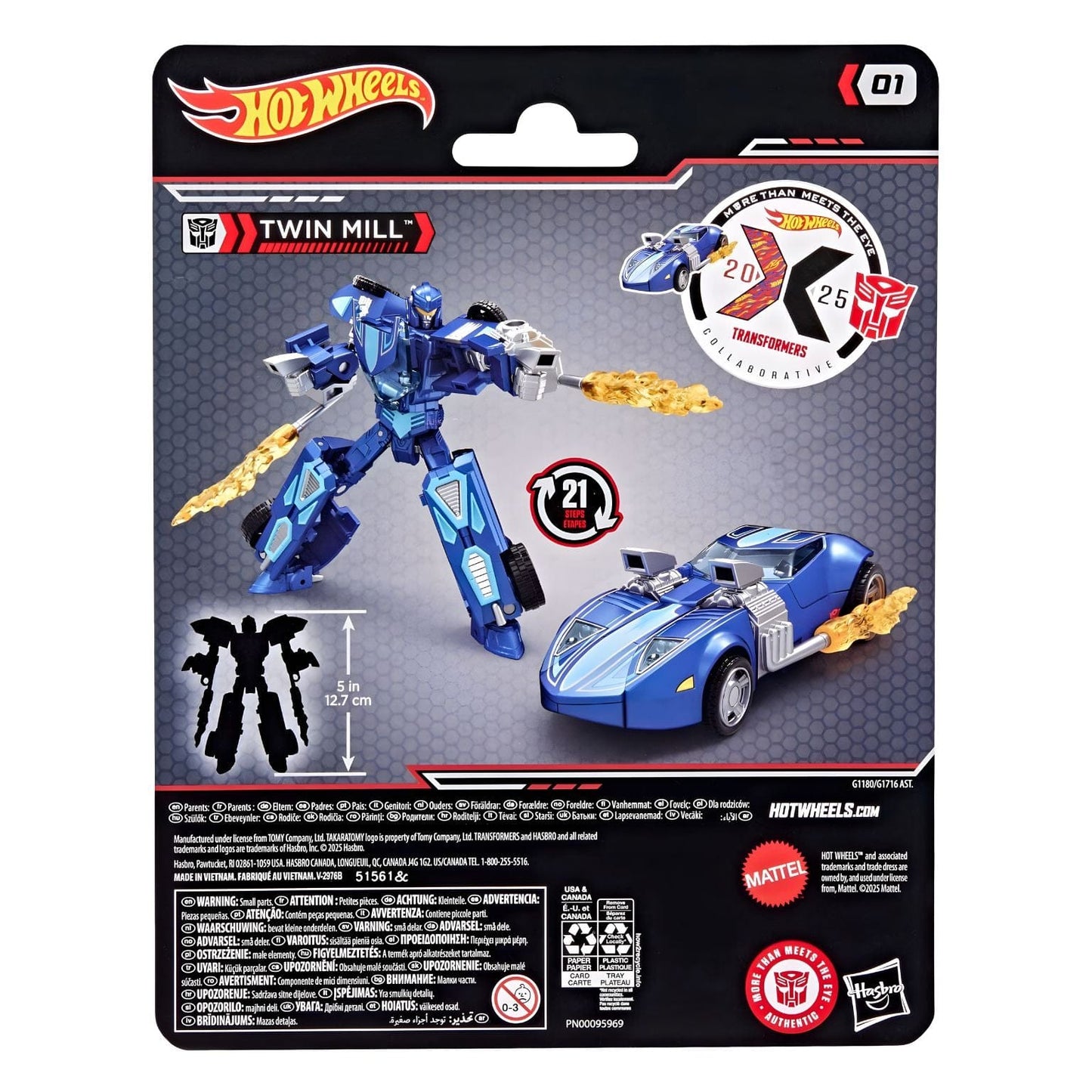 Hot Wheels X Transformers - Twin Mill carro azul que se transforma em robô Transformers