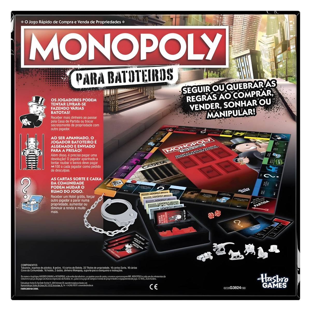 Hasbro Monopoly Cheaters Edition, graphic detail of the game packaging