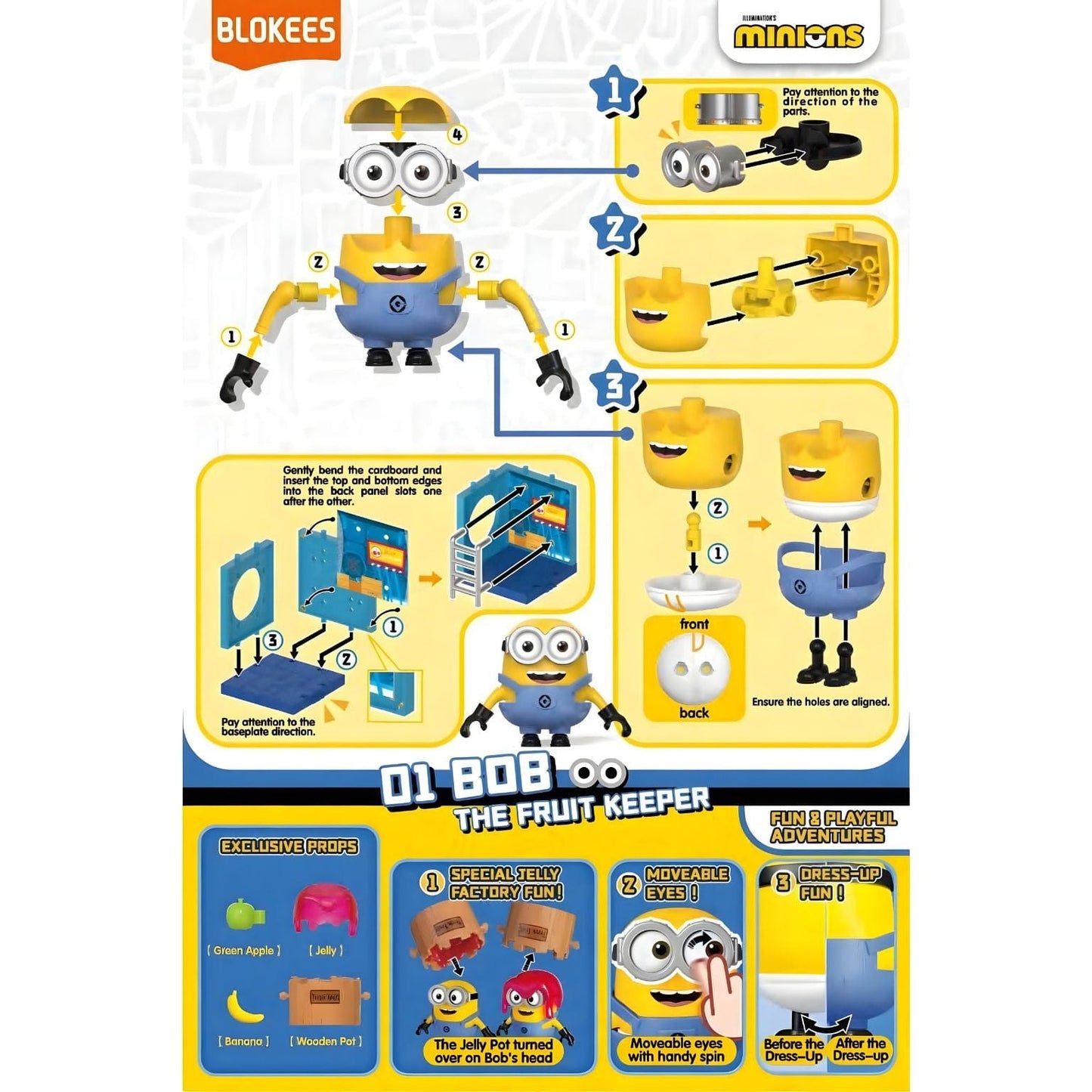 Kit Blokees Minions Jelly Factory com figuras Minions, acessórios divertidos e cenários de brincadeira