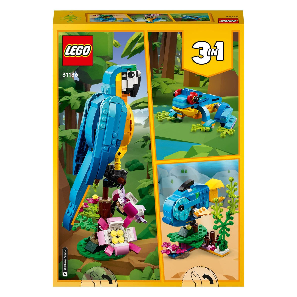 Colourful LEGO Creator Exotic Parrot for children aged 7 and up