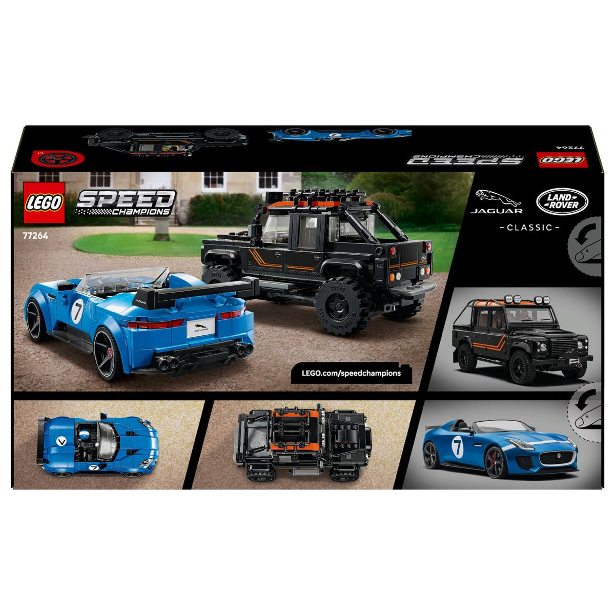 Set LEGO Speed Champions com Jaguar Project 7 e Land Rover Defender