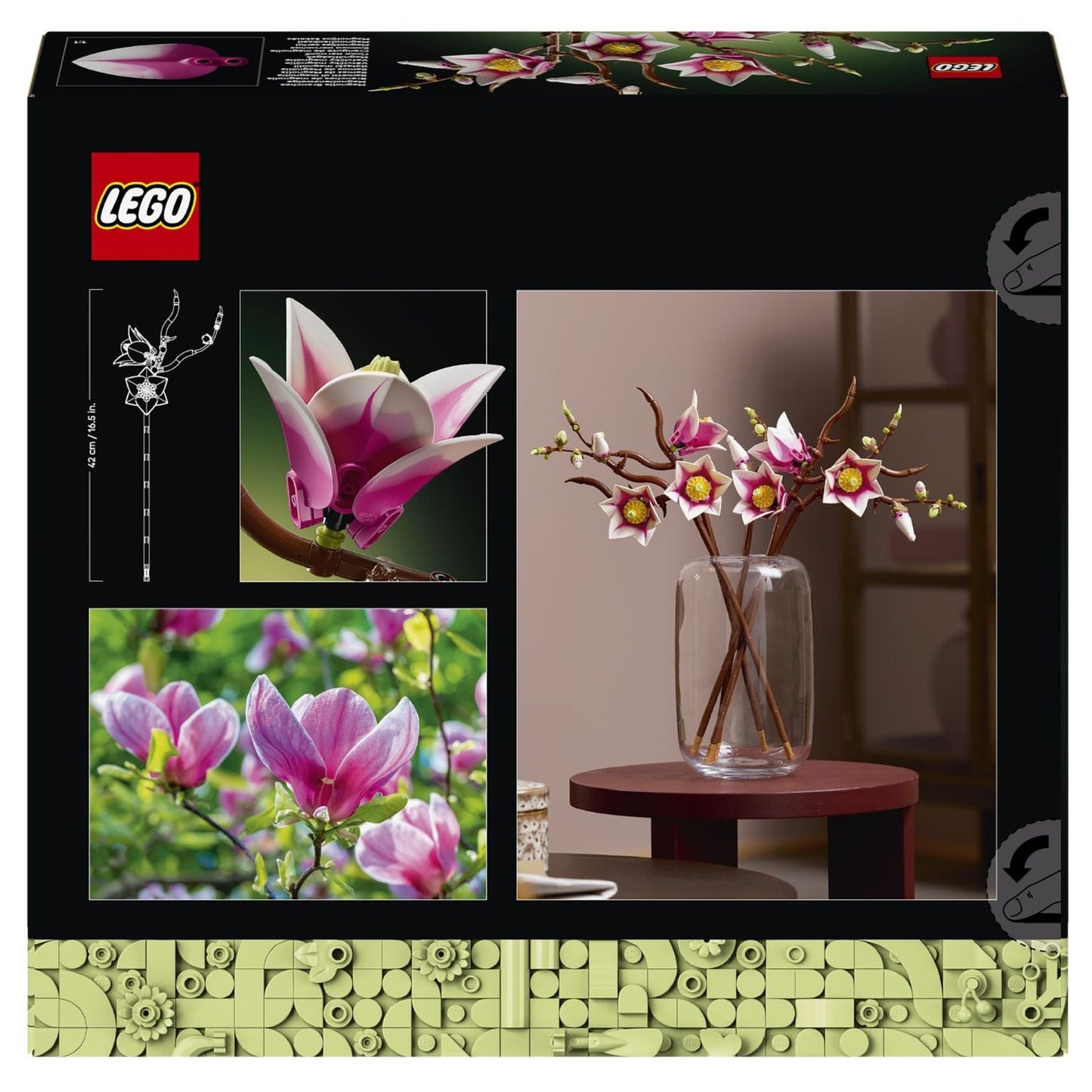 Lego Botanicals Ramos de Magnólia com flores rosa e brancas em ramos decorativos