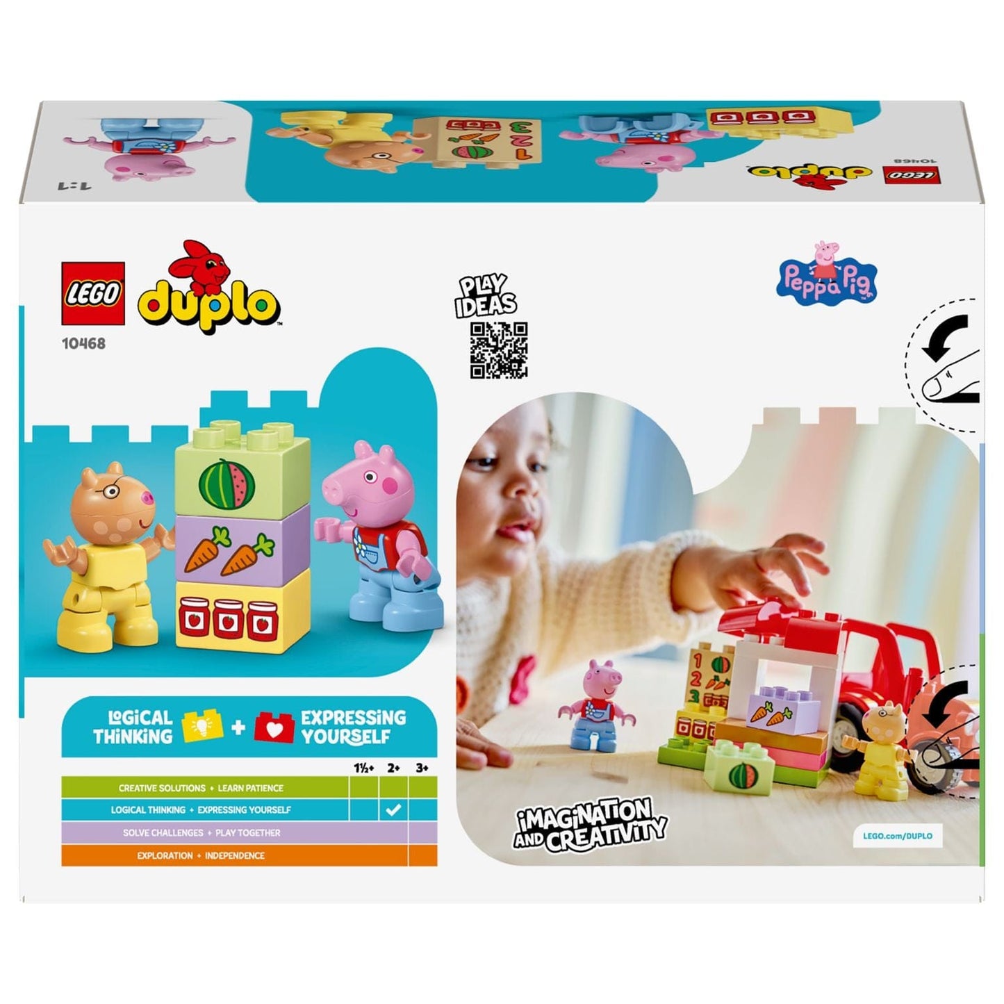 Lego Duplo Trator e Mercado com trator vermelho, mercado e figuras Peppa Pig