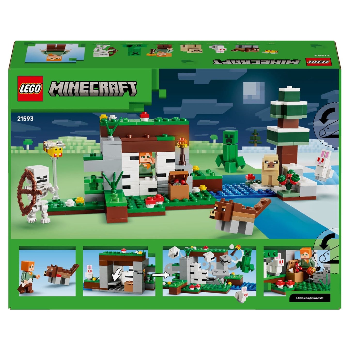 LEGO Minecraft Primeira Noite para brincadeiras de aventura e proteção