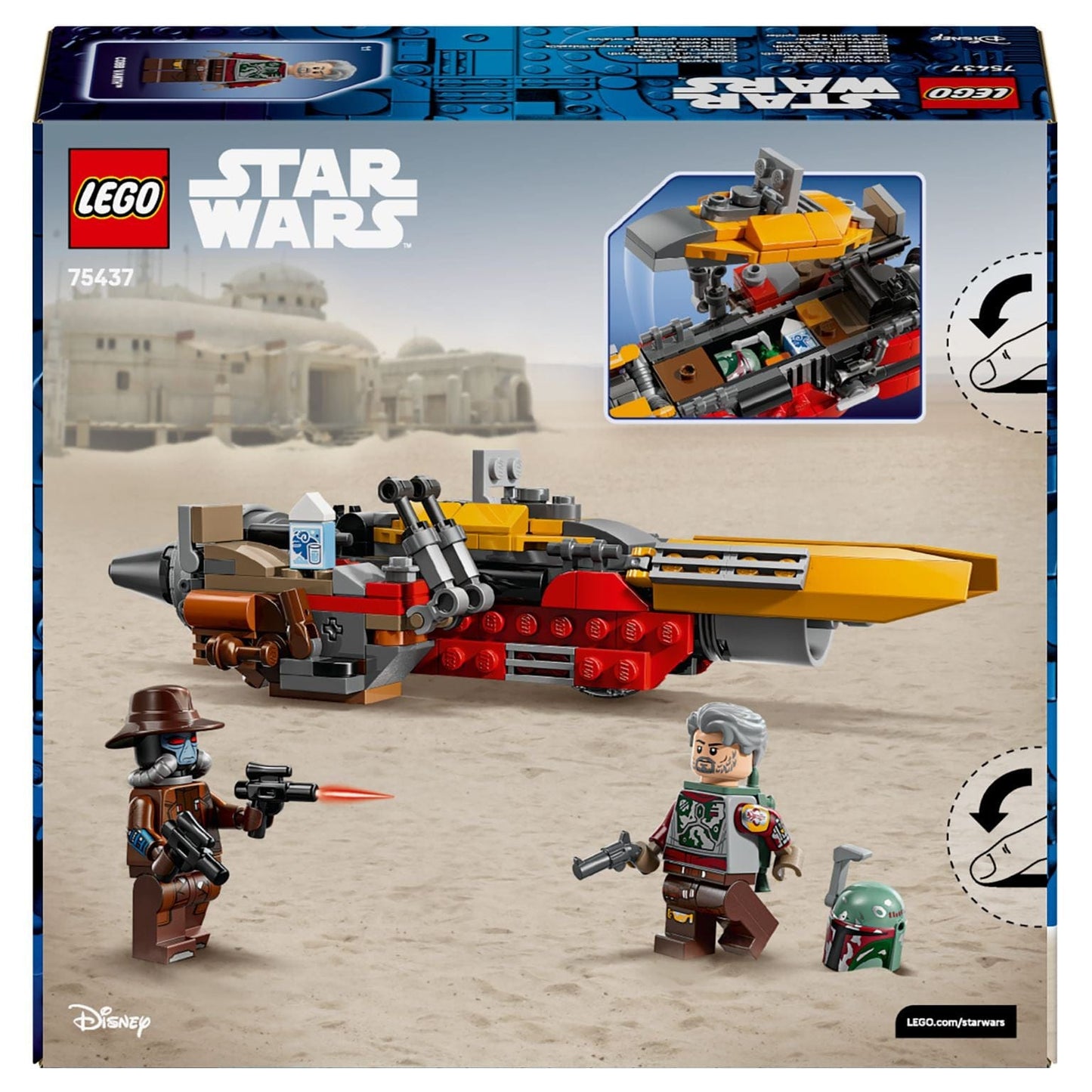 Lego Star Wars Speeder de Cobb Vanth com personagens para aventuras no deserto