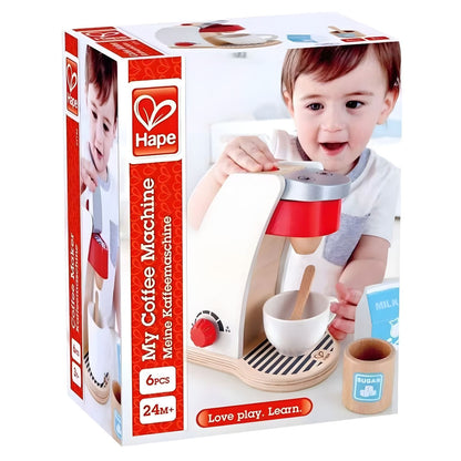 My Hape coffee machine with cup, milk and sugar for pretend play