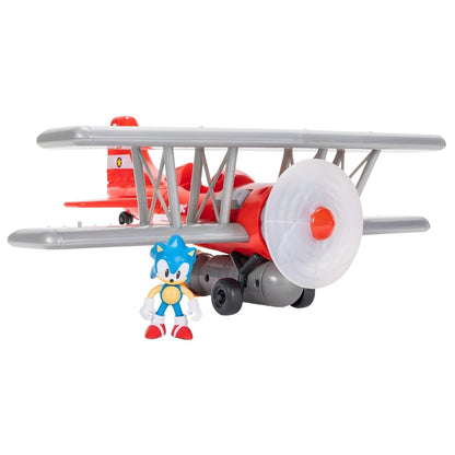 Sonic Tornado Biplane red with Sonic piloting