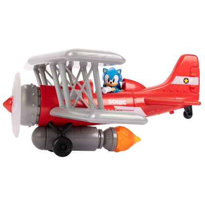 Sonic Tornado Biplane red with Sonic piloting