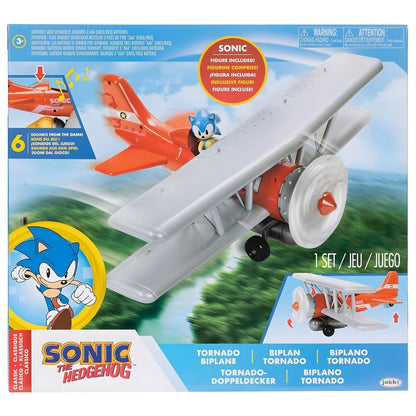 Sonic Tornado Biplane red with Sonic piloting