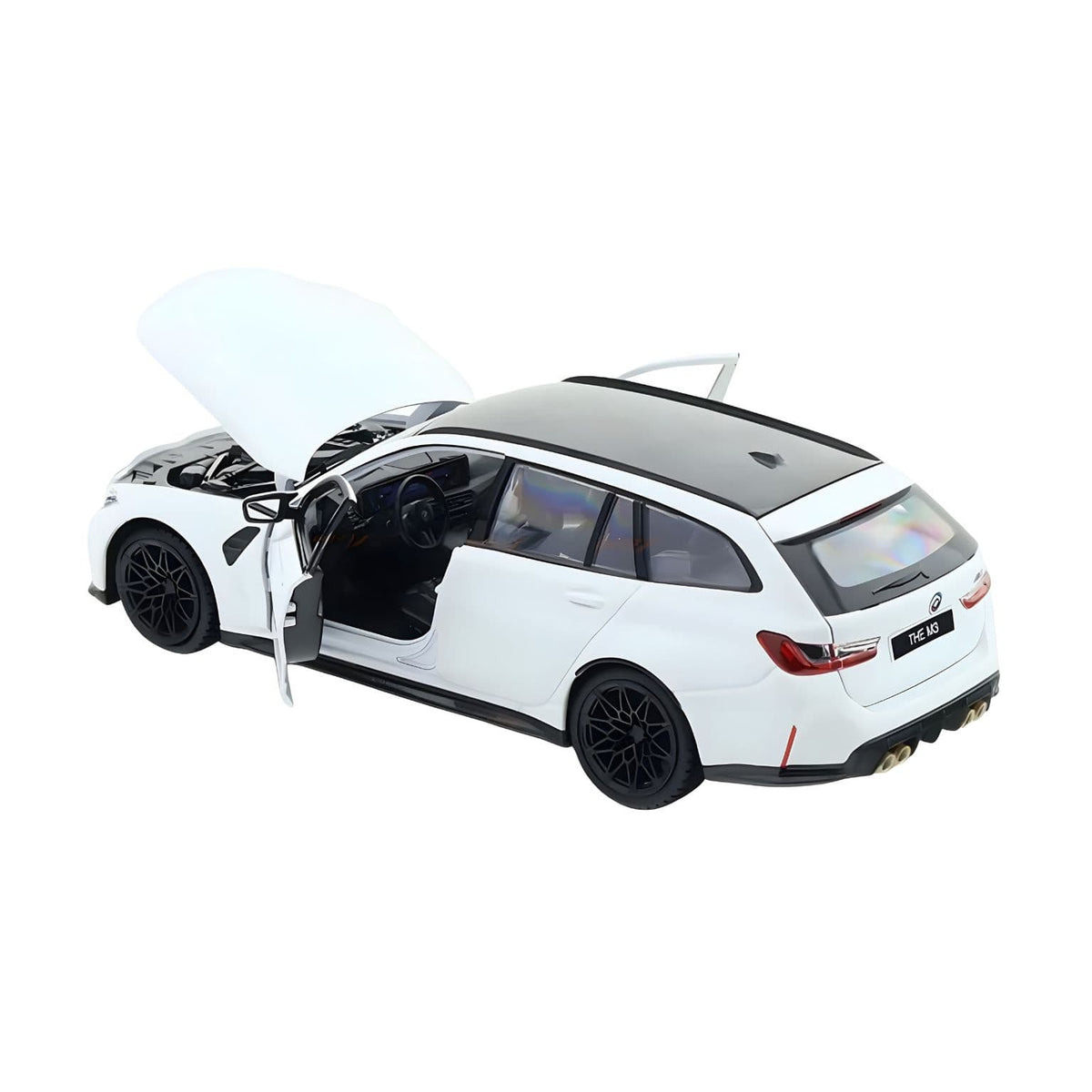 Modelo BMW M3 Touring 2023 Bburago branco para exposição