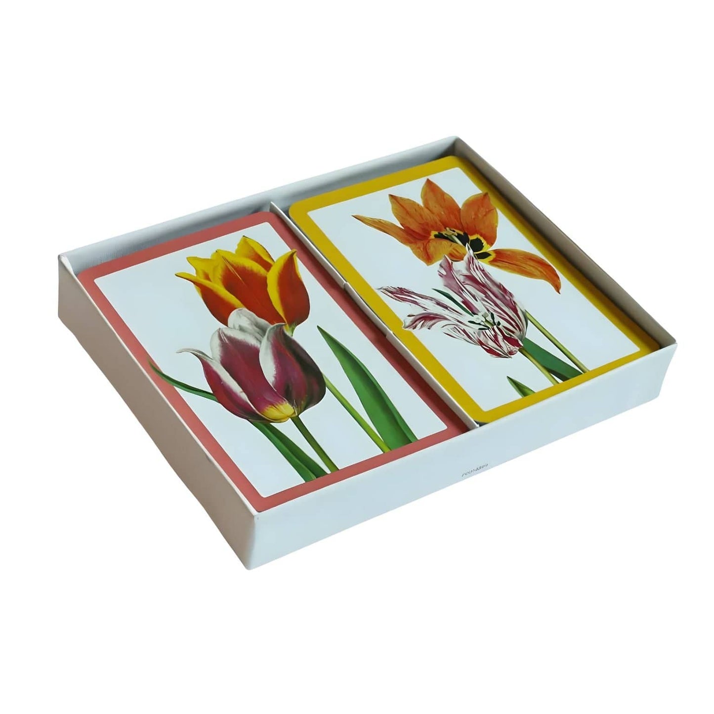 Baralho de Cartas Duplo Tulipas Piatnik com ilustrações florais coloridas e caixa dupla
