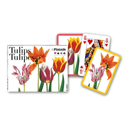 Piatnik Tulips Double Deck of Cards with colorful floral illustrations and double box