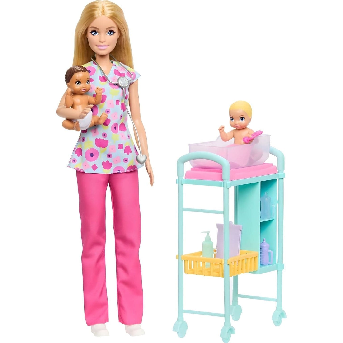 Barbie Quero ser Pediatra Mattel com dois bebés e estação de cuidados