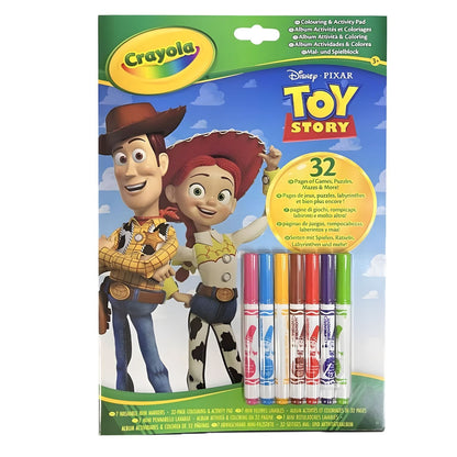 Toy Story Crayola activity block with Woody, Jessie and washable markers