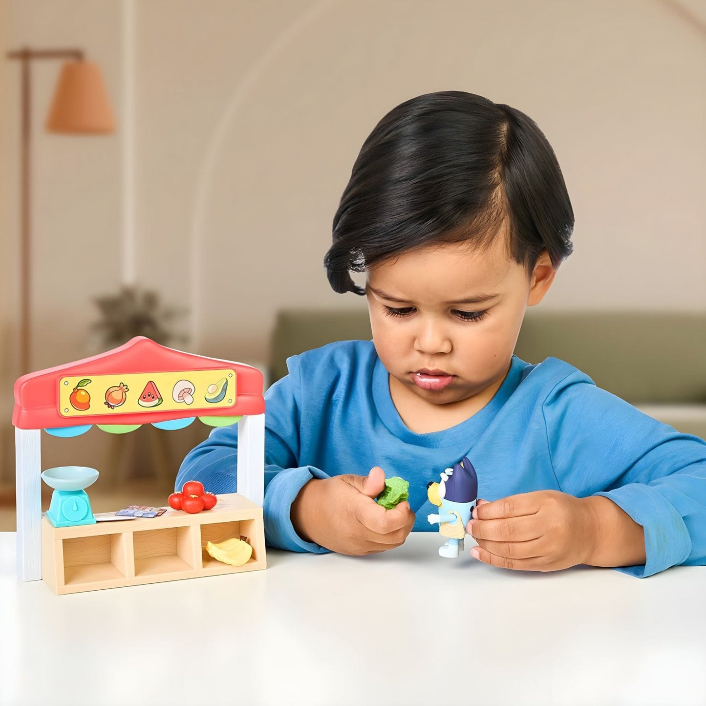 Embalagem lateral do Bluey Mercado dos Produtores inspirada no episódio Markets