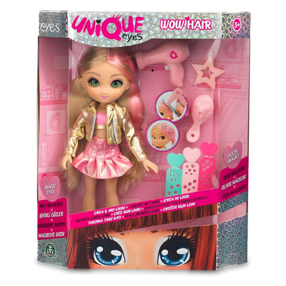 Unique Eyes Amy Total Look doll with golden dress and vest
