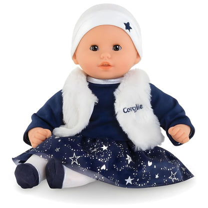 Corolle Marguerite Starlit Night doll with starry blue dress, white vest and white hat