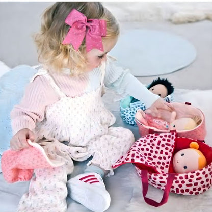 Ágata cloth doll with carrycot to give with tenderness