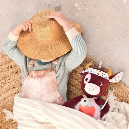Lilliputiens Rosalie Cow Activity Doll with mirror, ring and bird in pocket