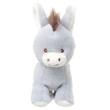 Burrinho de peluche bebé Christopher cinzento com crina castanha e expressão meiga