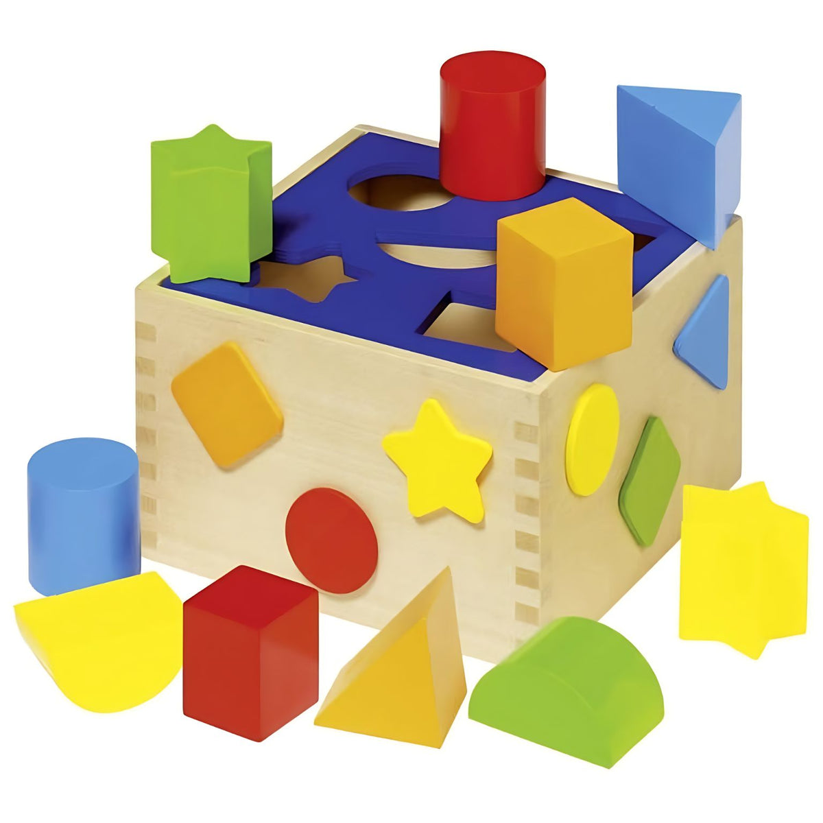 Brinquedo de associação de formas e cores da Goki com caixa de encaixe.