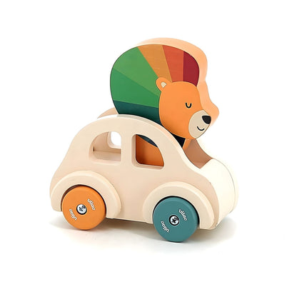 Children's lion car with wheels for imaginative adventures