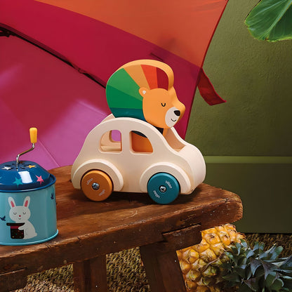 Wooden Lion Car ideal for movement, fantasy and free play