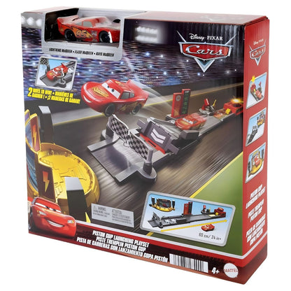 Cars - Piston Cup racing track with launcher featuring Lightning McQueen, finish line, and Piston Cup stadium setting