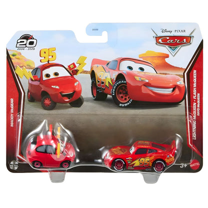 Disney Pixar Cars 2-pack with Maddy McGear and Lightning McQueen die-cast vehicles by Mattel
