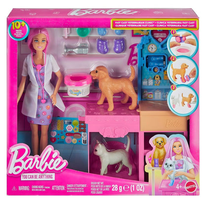Barbie's Vet Clinic with vet doll and animals for playing doctor's office