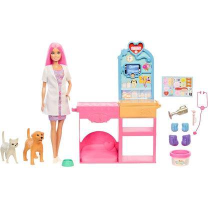 Barbie's Vet Clinic with vet doll and animals for playing doctor's office