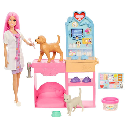Barbie's Vet Clinic with vet doll and animals for playing doctor's office
