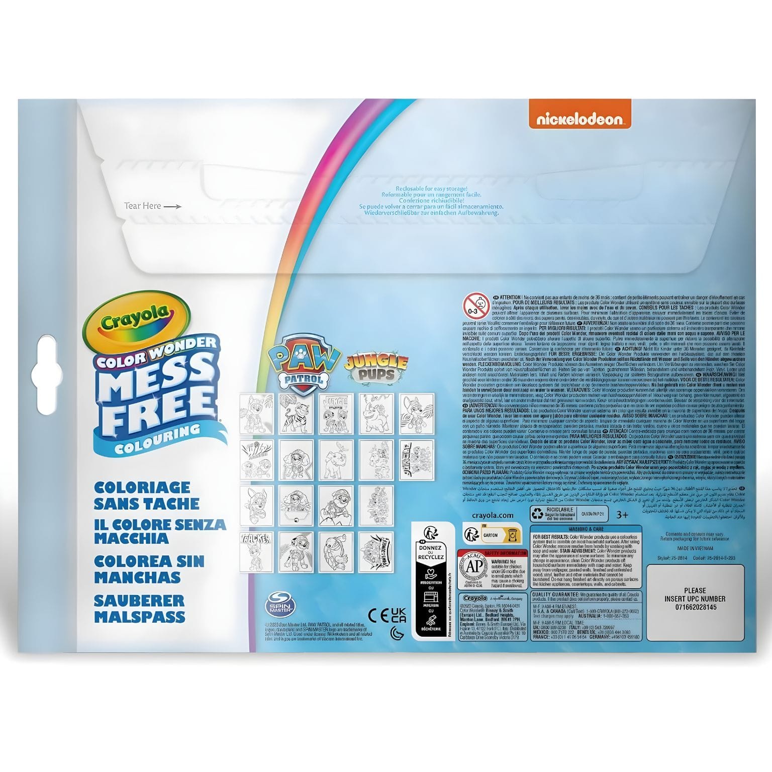 Caderno Colorir sem manchas Patrulha Pata Crayola com canetas especiais e personagens da Patrulha Pata na capa