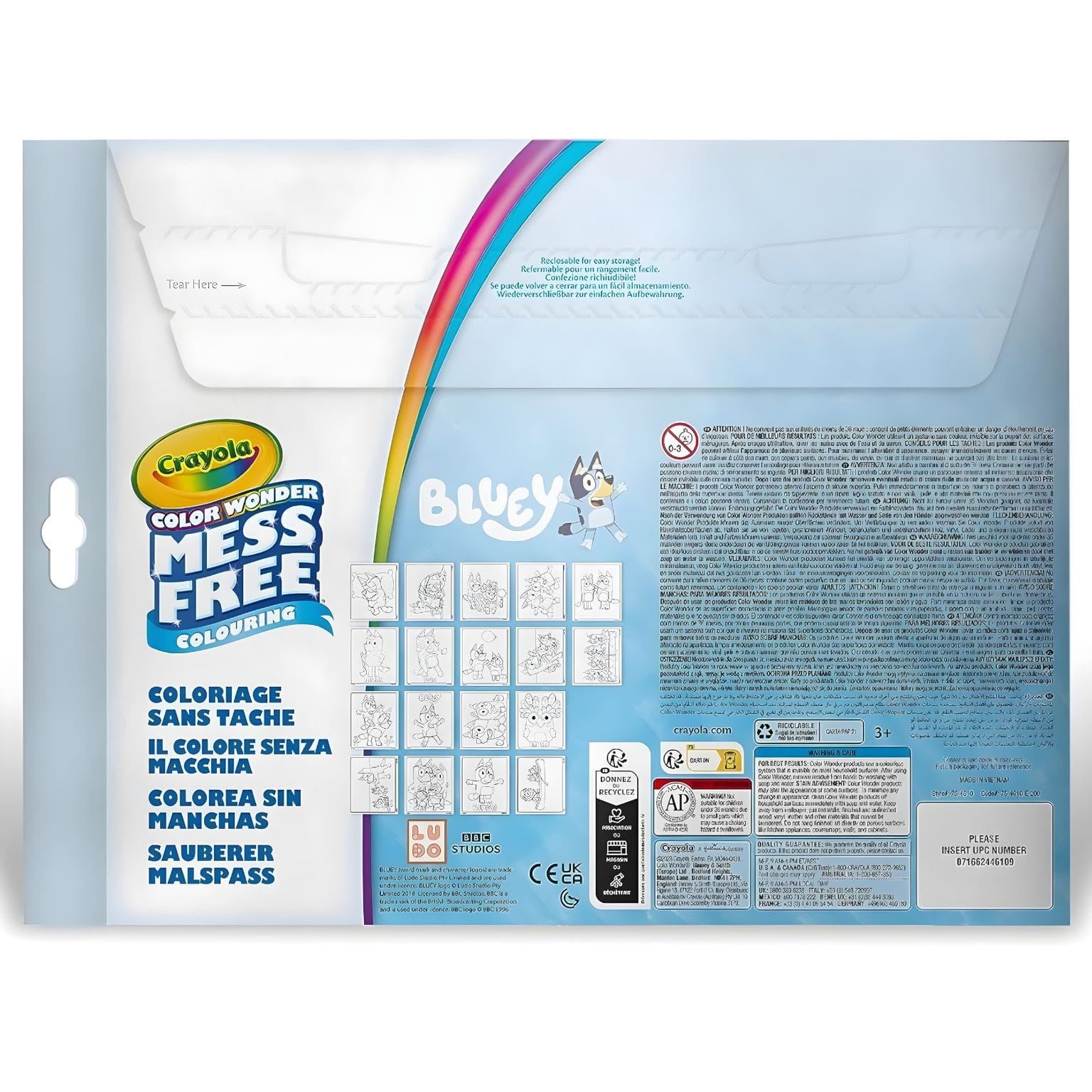 Colorir sem manchas da Bluey da Crayola com páginas para colorir e canetas para crianças a partir dos 3 anos