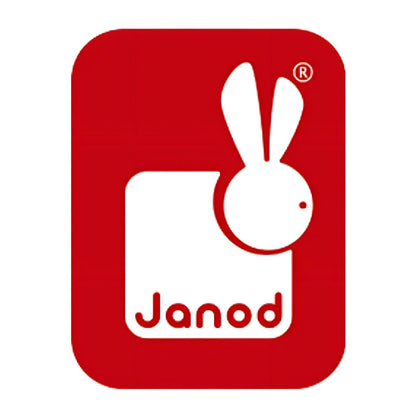 Janod Story Farm wooden train with green locomotive, carriages and farm animals