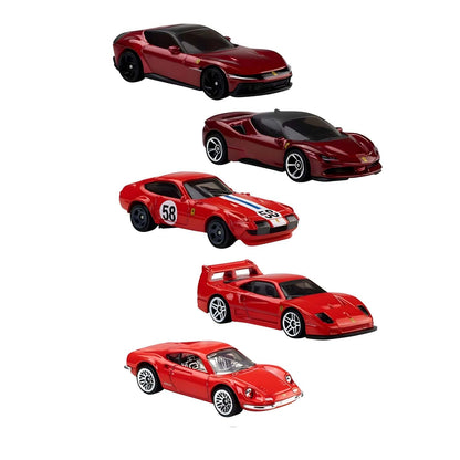 Hot Wheels Ferrari pack with five vehicles for play and collection