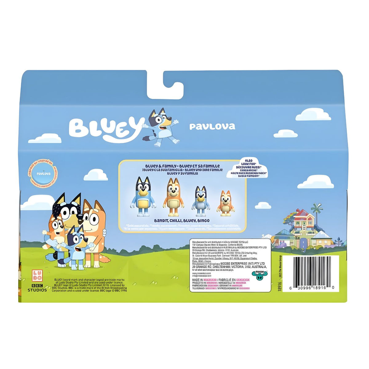 Four articulated Bluey Pavlova figures with miniature dessert accessories