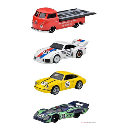 Hot Wheels Set - Porsche Rennsport with Porsche cars and service van in premium packaging