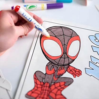 Spidey coloring activity to imagine heroic missions