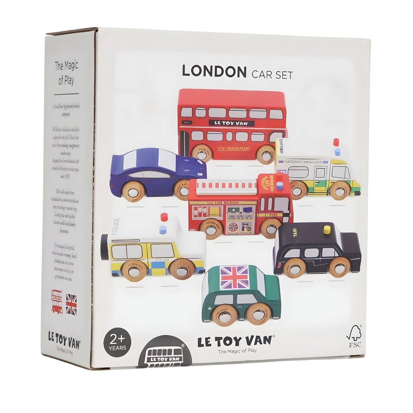 Conjunto de Carros de madeira Londres Le Toy Van veículos cidade autocarro táxi polícia ambulância bombeiros