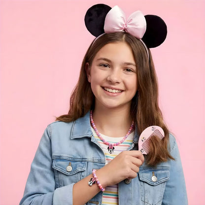 Minnie Mouse Cerdá beauty set with pink tiara, necklace, bracelet, comb, mirror and hair accessories