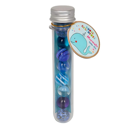 Spiegelburg Blue Ocean marble set in blue tones with marbled patterns and transparent tube