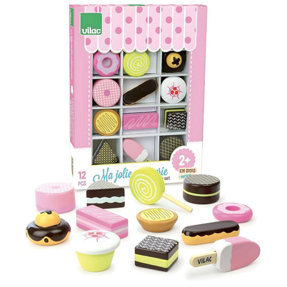 Vilac wooden sweets set with colorful play candies in a box
