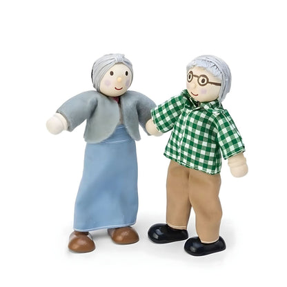 Daisylane figures set - Le Toy Van Grandparents with two grandparents in a party scene and dollhouse