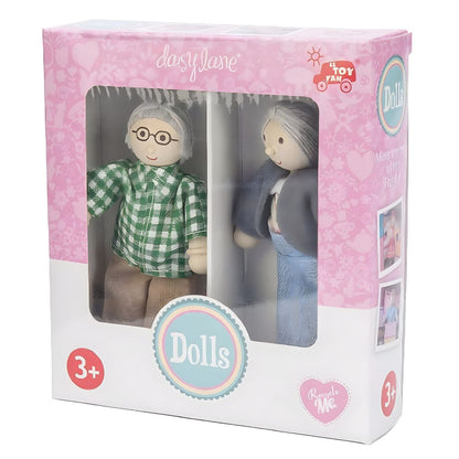 Daisylane figures set - Le Toy Van Grandparents with two grandparents in a party scene and dollhouse