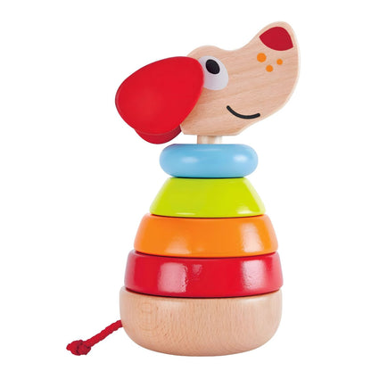 Hape Pepe stacking toy with colorful pieces