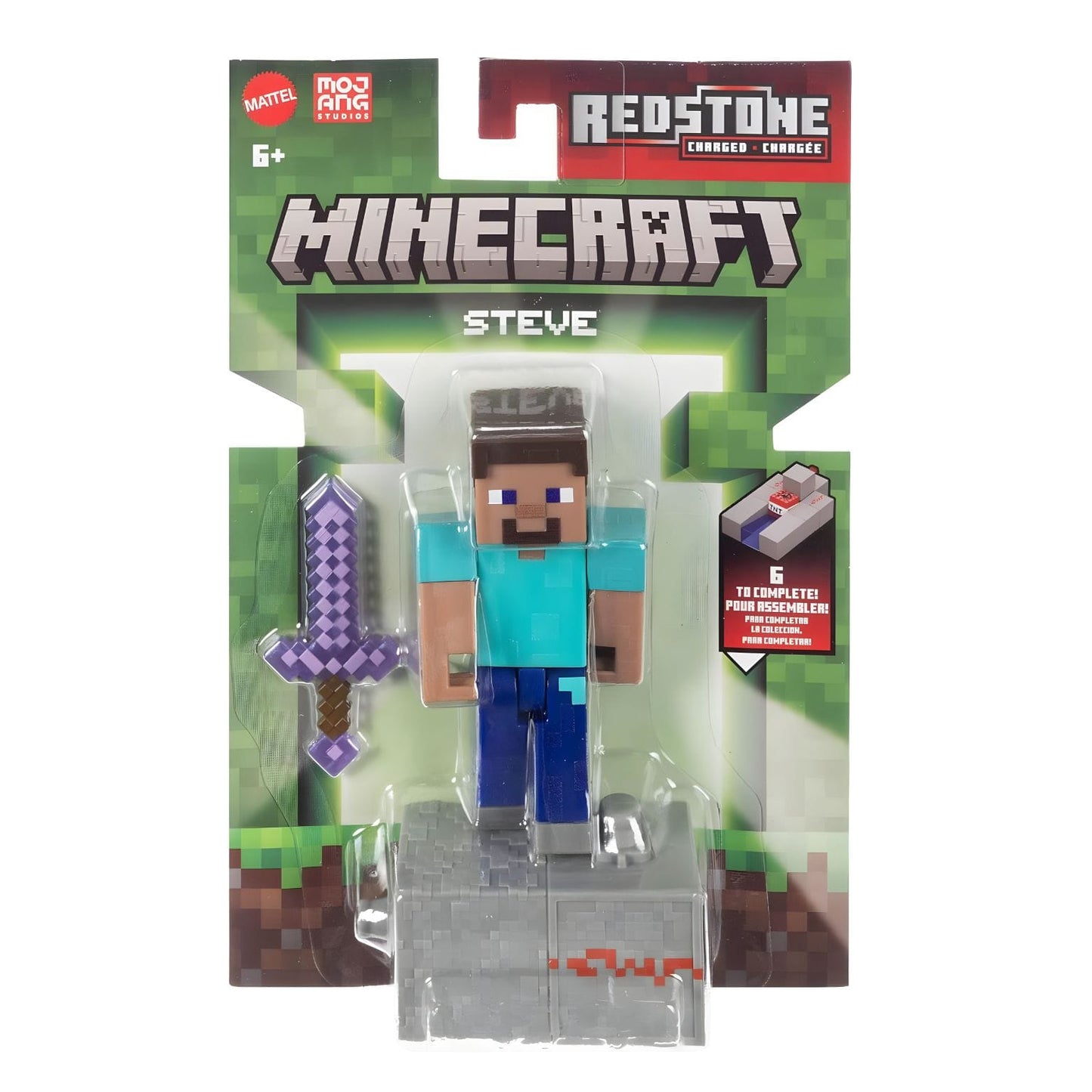 Figura Minecraft Steve com acessório redstone para fãs do jogo