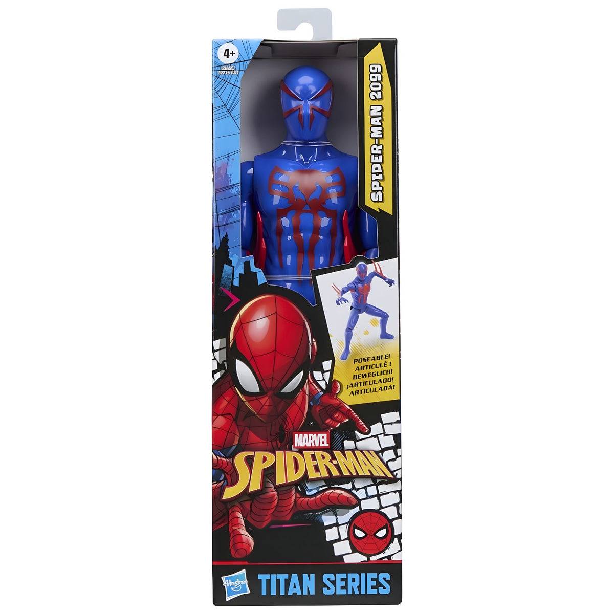 Hasbro Spider-Man 2099 Titan Series figure in a blue-and-red suit